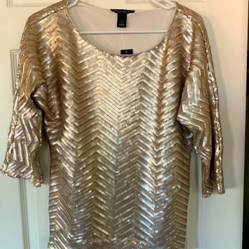 THE perfect holiday top - Gold/Silver sequin blouse